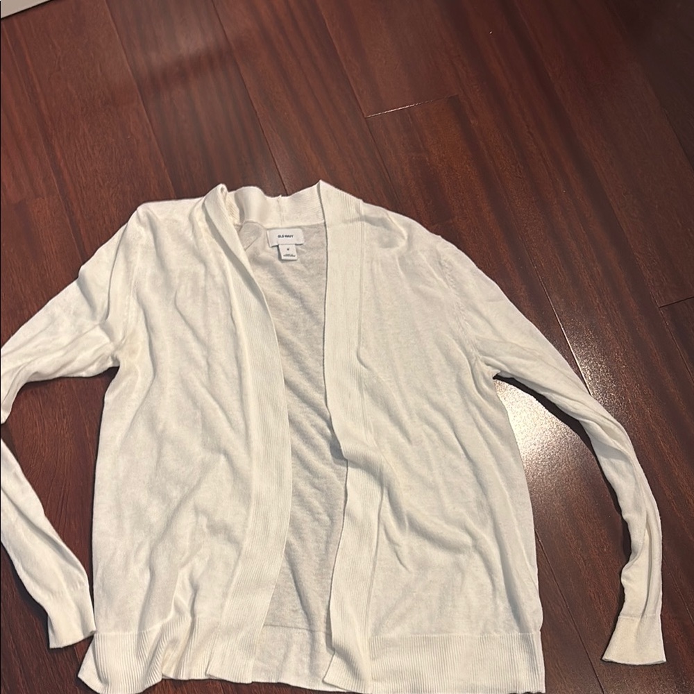 Old Navy White Cardigan Lightweight Knit Sweater
